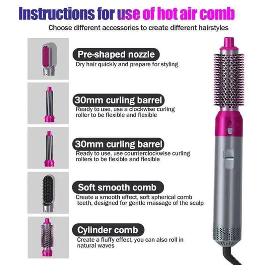 1 Hair Styler, Blow Dryer Brush, Hair Dryer Brush Negative lonic Electric, Hair Wrap Hair Styler, Detachable Brush Heads Comb for Straightening Automatic Curling Styling, Auto Wrap Curler